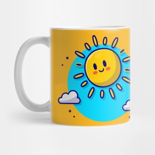 Cute Sun Rise And Clouds Cream Cartoon Vector Icon Illustration Mug